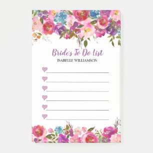 Post-it® Liste de choses à faire pour la mariée Cœurs viole