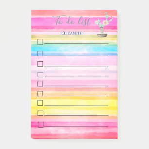 Post-it® Liste de choses à faire rayée à l'aquarelle Cactus