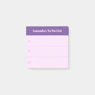 Post-it® Liste de choses à faire rose moderne avec nom pers
