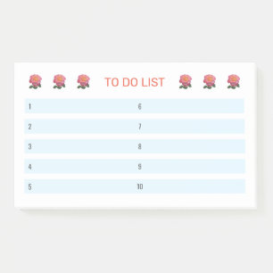 Post-it® Liste de choses à faire Roses sur Turquoise & Blan