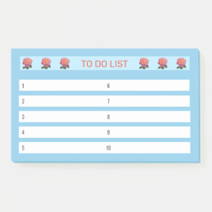 Post-it® Liste de choses à faire Roses sur Turquoise & Blan