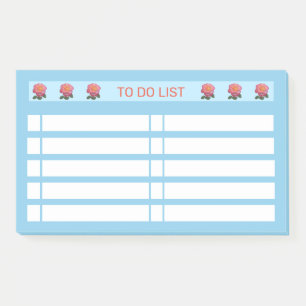 Post-it® Liste de choses à faire Roses sur Turquoise & Blan