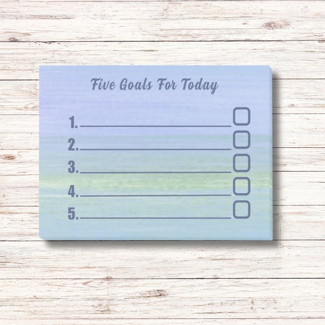 Post-it® Liste de contrôle (Blue green ombre goals to do list sticky notes pad.)