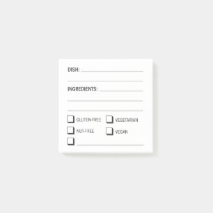 Post-it® Liste de contrôle des ingrédients et des allergies