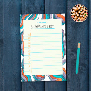 Post-it® Liste de courses Simple Retro Groovy bleue