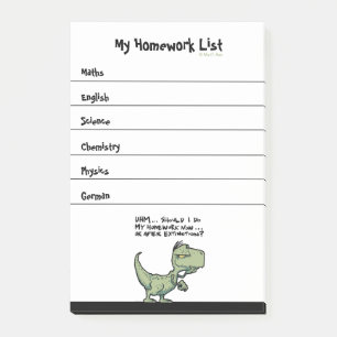 Post-it® Liste de devoirs de l'élève dinosaure T-Rex
