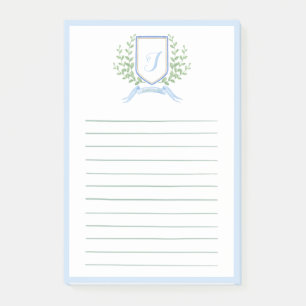 Post-it® Liste de magasins Light Pastel Blue Monogram Crest
