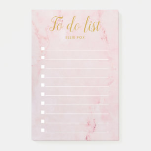Post-it® Liste de tâches en marbre rose et or