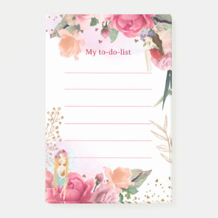 Post-it® Liste de tâches Fleurs roses et fées