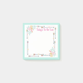 Post-it® Liste de tâches florale Aquarelle personnalisable
