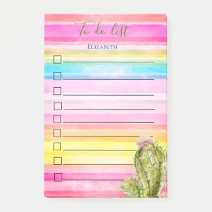 Post-it® Liste de tâches rayée à l'aquarelle de cactus