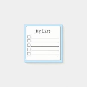 Post-it® Liste de vérification avec revêtement Sky Blue Ret
