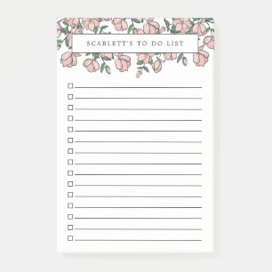 Post-it® Liste Des Fleurs Roses Blanches Dessinées À La Mai