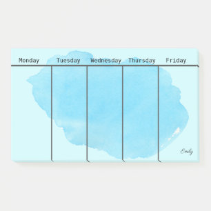 Post-it® Liste des tâches Aquarelle Bleu Ajouter un nom Gra