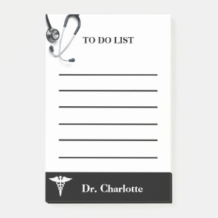 Post-it® Liste des tâches du docteur noir et blanc 