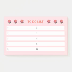 Post-it® Liste florale moderne à faire sur rose clair et bl