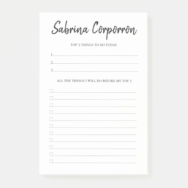 Post-it® Liste Personnalisée À Faire (Devant)