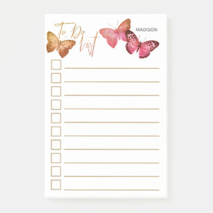 Post-it® Liste Personnalisée De Papillons Rose D'Automne 