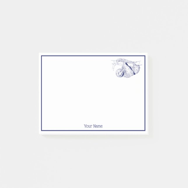Post-it® Lithographie de dessin de Sloth #1 bleu (Devant)