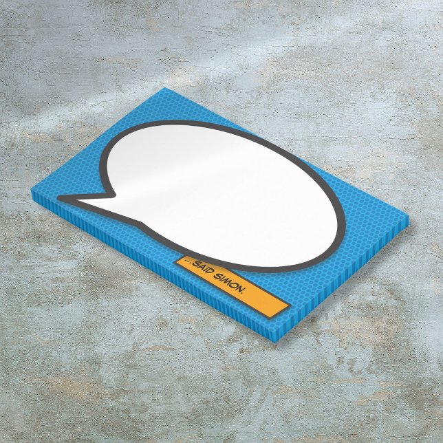 Post-it® Livre de bande dessinée Voix Bubble Bleu Nom perso (Comic Book Speech Bubble Blue Custom Name Post-it Notes)