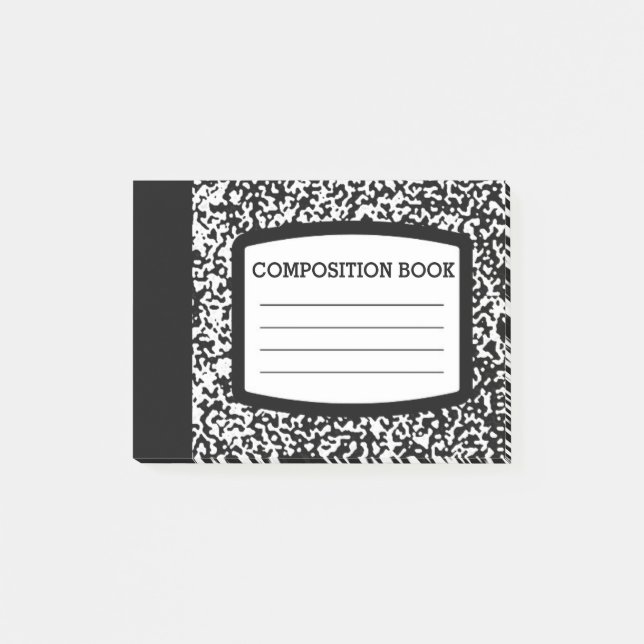 Post-it® Livre de composition personnalisé Noir/Blanc École (Devant)