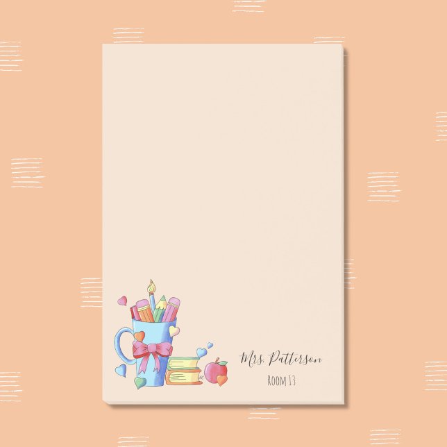 Post-it® Livres Apple and Hearts Notes de l'enseignant (Watercolor whimsical teacher personalized sticky notes .
)