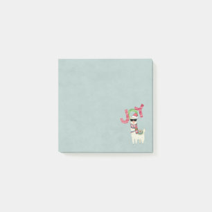 Post-it® Llama portant un chapeau de Père Noël et lunettes 