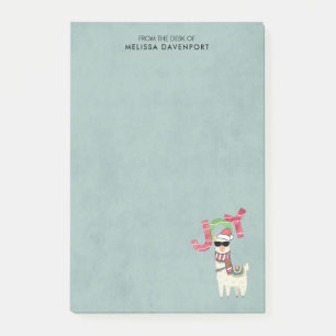 Post-it® Llama portant un chapeau de Père Noël et lunettes
