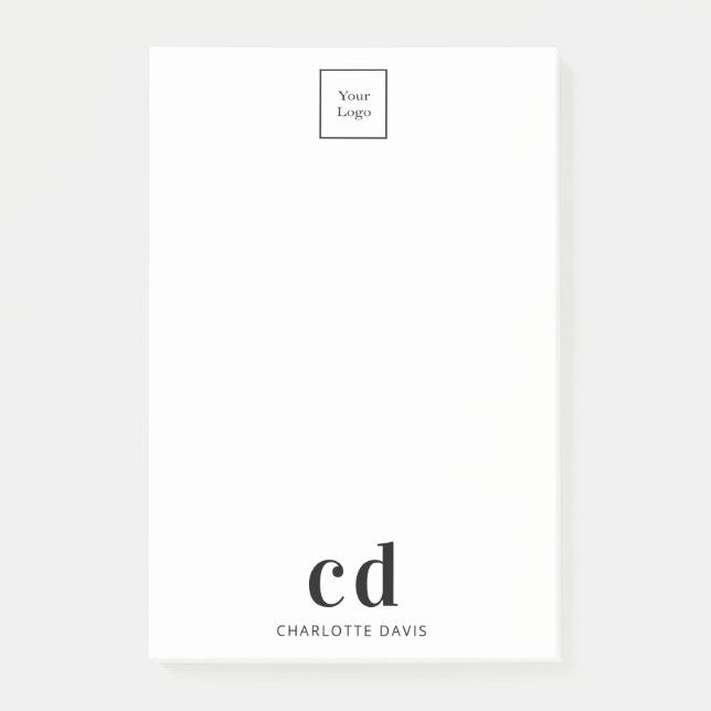 Post-it® Logo blanc monogram business (Devant)