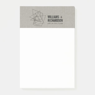 Post-it® Logo d'architecture géométrique Abstrait Lin/Noir