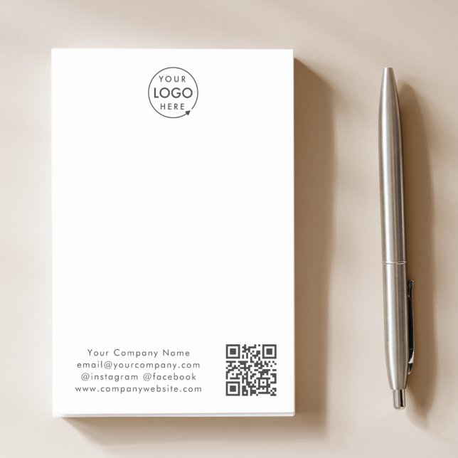 Post-it® Logo d'entreprise | QR Code minimum blanc simple (Créateur téléchargé)