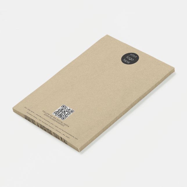 Post-it® Logo d'entreprise QR Code promotionnel Rustique Kr (Incliné)