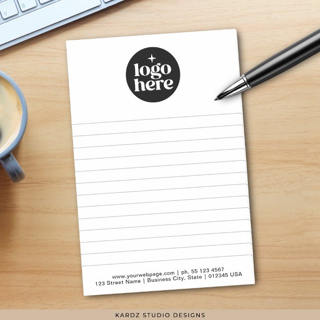 Post-it® Logo d'entreprise simple moderne (Post it notes shown in 4x6 inches. Add your logo and business contact information.)