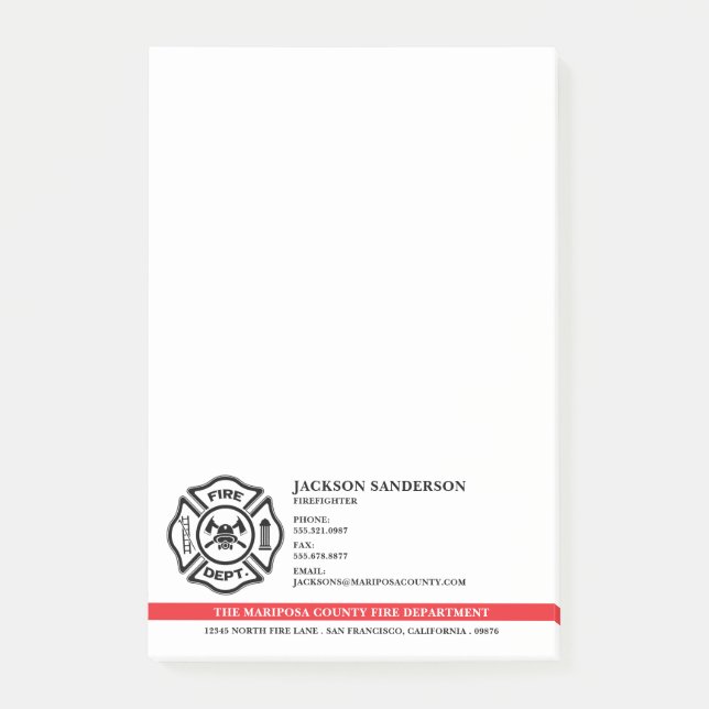 Post-it® Logo du pompier du service d'incendie personnalisa (Devant)