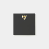 Logo Faux Gold Foil Bee Polygonal sur Noir