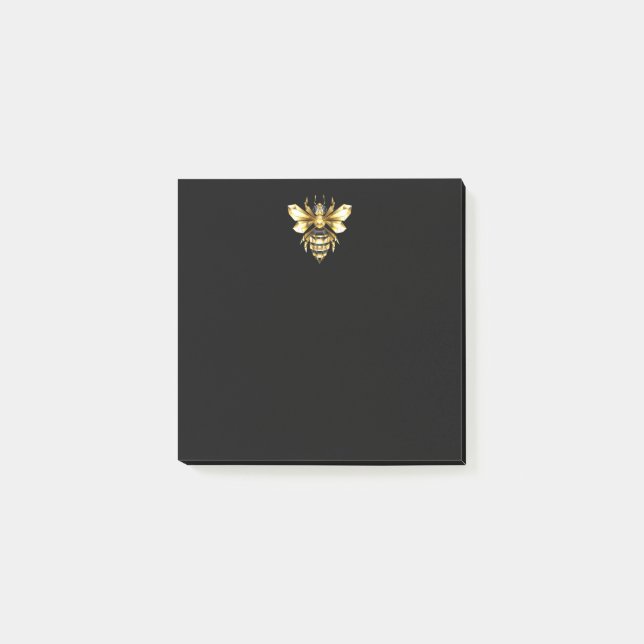 Post-it® Logo Faux Gold Foil Bee Polygonal sur Noir (Devant)
