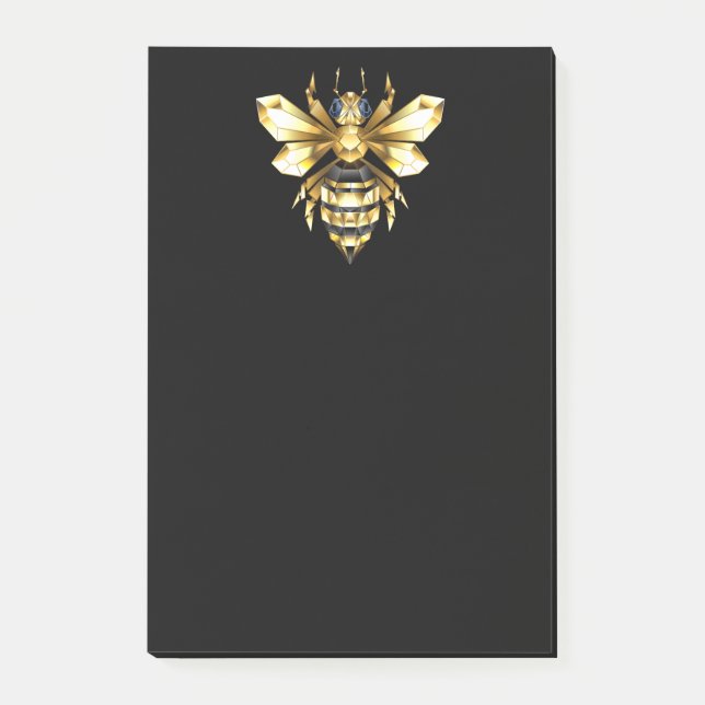 Post-it® Logo Faux Gold Foil Bee Polygonal sur Noir (Devant)