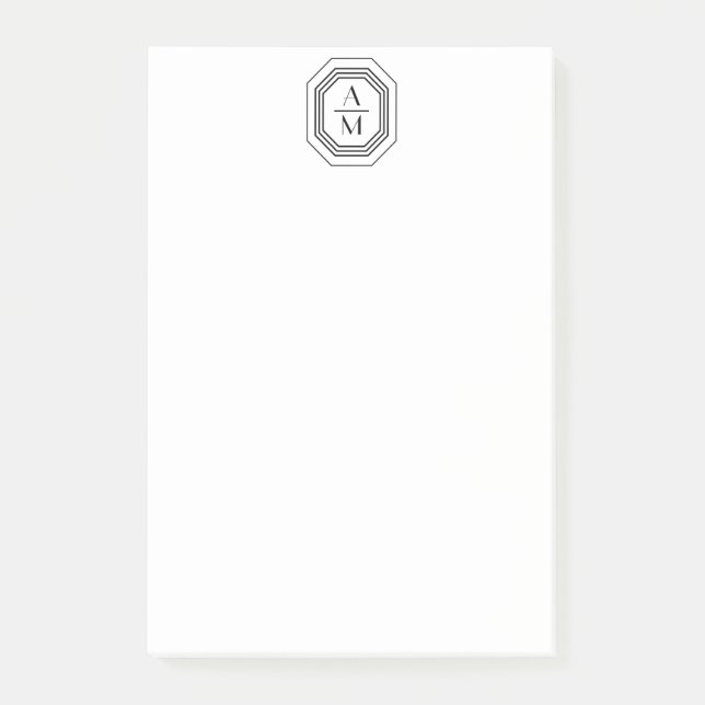 Post-it® Logo Monogramme Art déco noir/blanc (Devant)