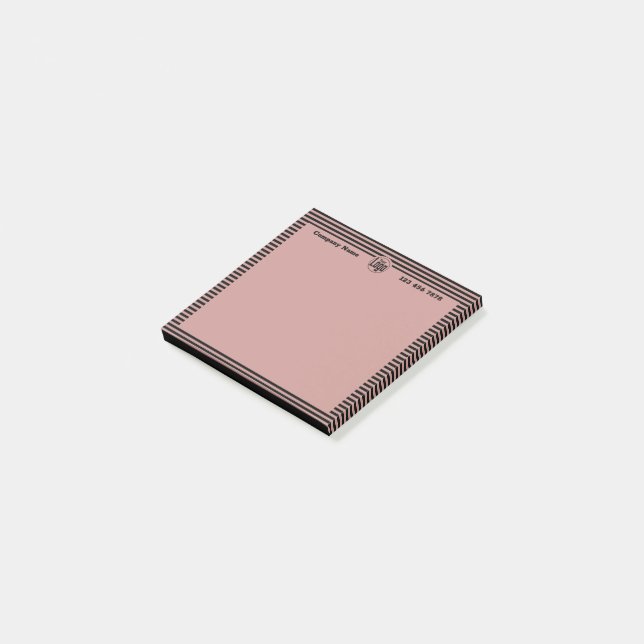 Post-it® Logo promotionnel simple noir et rose personnalisé (Incliné)
