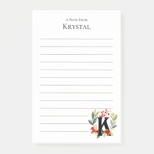 Post-it® Longueur initiale du monogramme K (Devant)