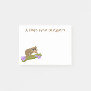Post-it® Loris lent sur une branche en dessin animé mignon