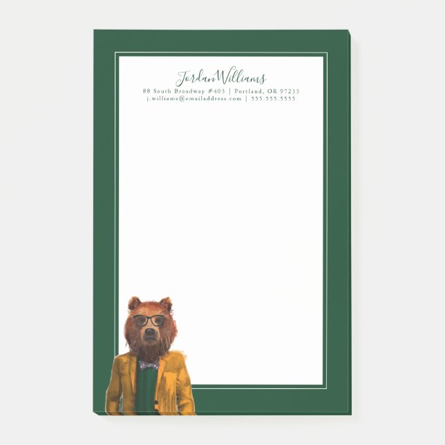 Post-it® L'ours habillé par meilleur | ajoutent votre nom (Devant)