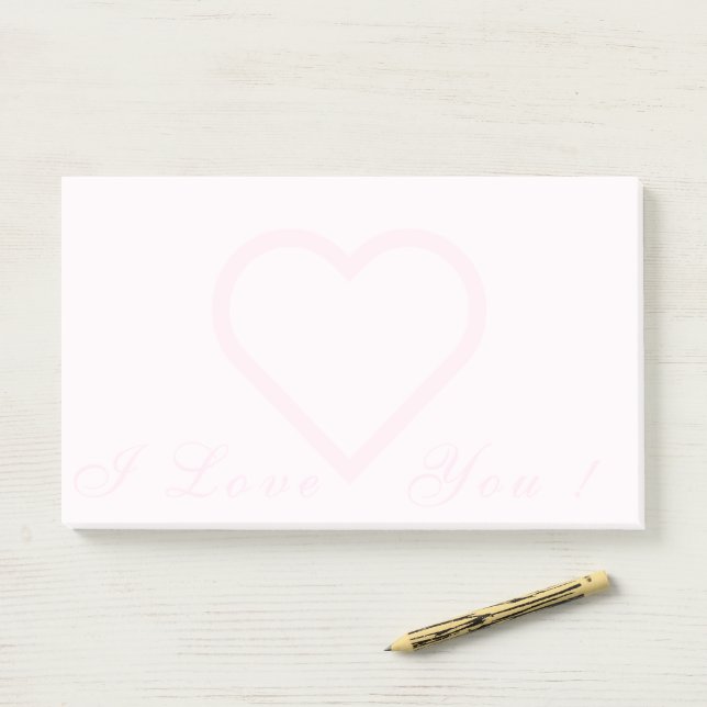 Post-it® Love Post it Notes avec Coeur et texte Je t'aime (Sur un bureau)