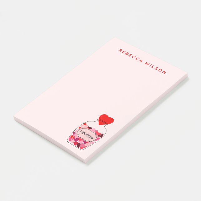 Post-it® Love Potion bouteille personnalisée Valentine rose (Incliné)