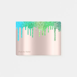 Post-it® Lovely Rose Gold Green Parties scintillant Bleu  D