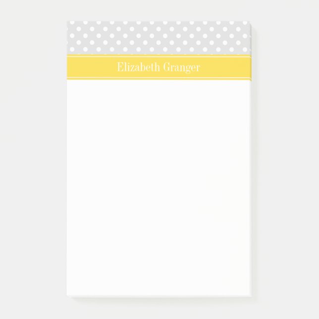 Post-it® Lt Grey White Pois Ananas Nom Monogramme (Devant)