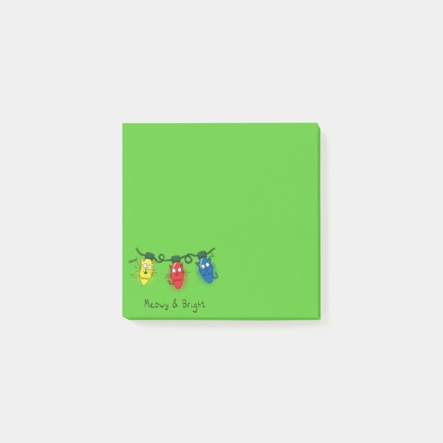 Post-it® Lumières de Noël Chat Drôle (Devant)