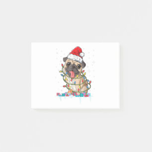 Post-it® Lumières de sapin de Noël Pug Santa Cadeaux de Noë