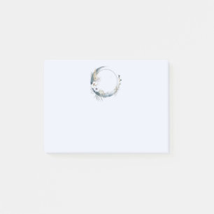 Post-it® Lune de croissant bleu avec fleurs blanches