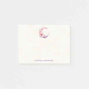 Post-it® Lune rose Croissant avec de jolies fleurs